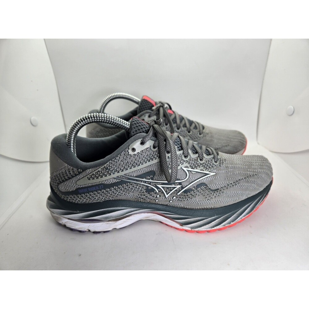 Mizuno Wave Rider 27 Shoes Women's 8 Grey Road Running Athletic Workout Sneakers